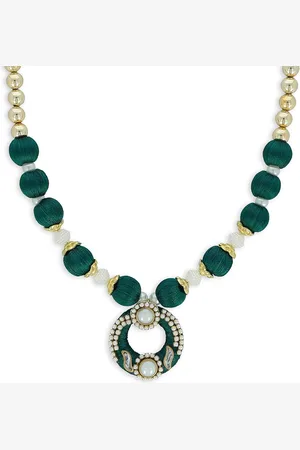 Akshara Clothing Girls Green & Gold-Plated Alloy Handcrafted Necklace