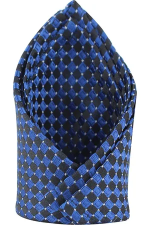 KOVOVE Men Blue & Black Self-Designed Pocket Square