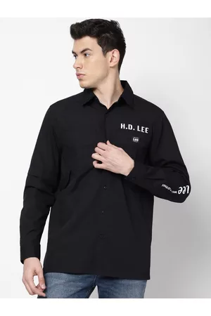 Lee Men Black Cotton Casual Shirt