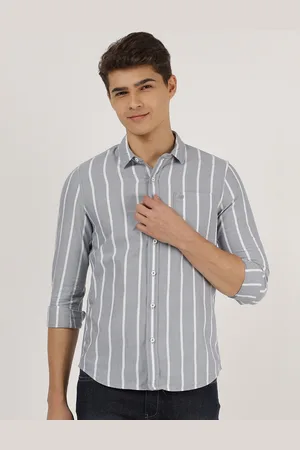 Lee Men Blue Slim Fit Striped Casual Shirt