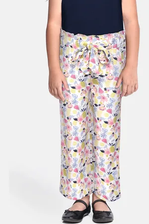 Allen Solly Girls White & Yellow Printed Trousers