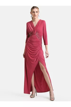 Kazo Pink Embellished Sheath Maxi Dress