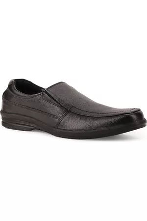 Bata Men Black Solid Leather Formal Slip-On