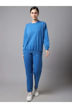 VIMAL JONNEY Women Blue Solid Pure Cotton Tracksuit