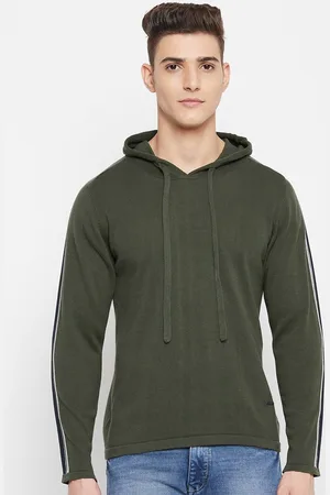 Duke Men Green & White Solid Pullover