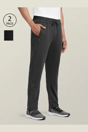 XYXX Men Pack Of 2 Black & Grey Solid Cotton Regular Fit Trackpants