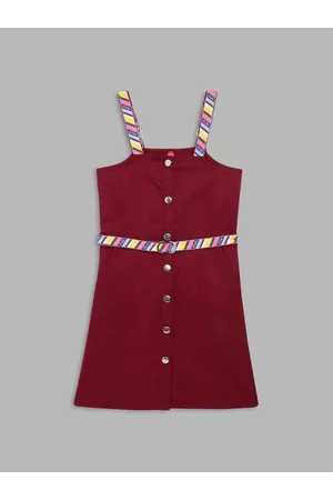 Blue Giraffe Maroon A-Line Dress