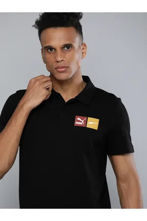 PUMA Men Black Solid Polo Collar Archive Graphic ll T-Shirt with Logo Branding