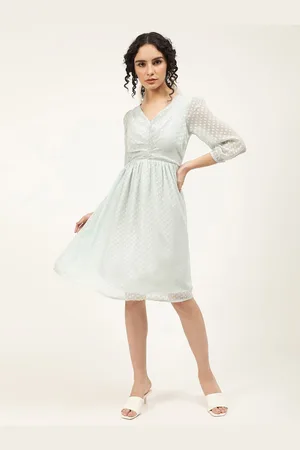 CENTRESTAGE Sea Green Self Design Dress