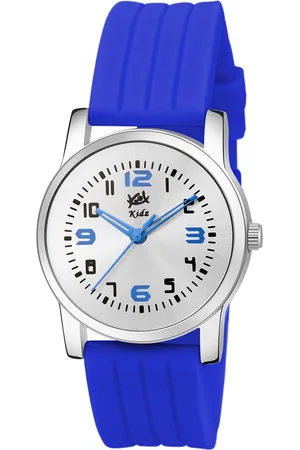 Kool Unisex Kids Silver-Toned Brass Dial & Blue Straps Analogue Watch