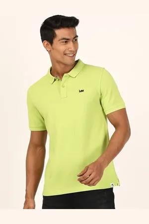 Lee Men Green Polo Collar Slim Fit T-shirt
