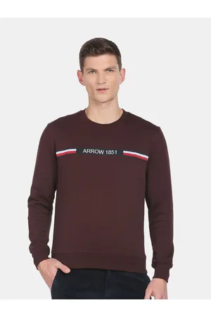 Arrow Men Brown Printed Cotton Sweatshirt
