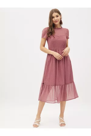 Harpa Rose Pink Georgette Midi Dress