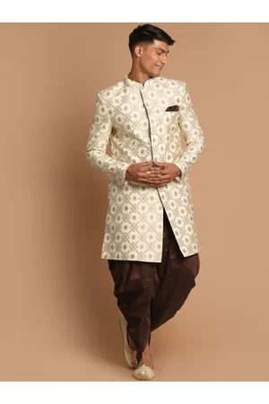 Vastramay Men Beige & Brown Sherwani Set