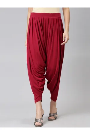 Buy Aceola Loose Leg Casual Solid Color Womens Flowy Palazzo Pants Free  Size Maroon Online at Best Prices in India - JioMart.