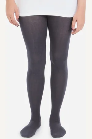 Bonjour Girls Charcoal Grey Solid Ankle Length Anti-Odour Cotton Tights