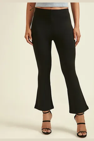 COVER STORY Women Black Flared Bootcut Trousers