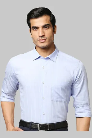 Park Avenue Men Blue Slim Fit Striped Casual Shirt