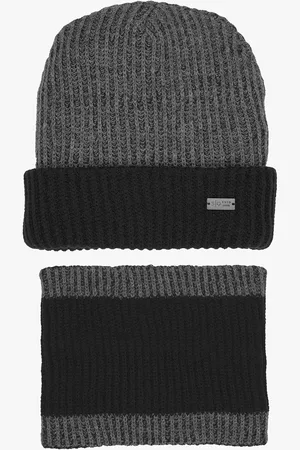 Status Quo Men Navy Blue & White Self Designed Acrylic Beanie