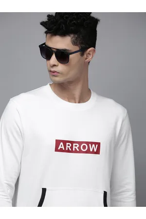 Arrow Men White Brand Logo Printed Pullover Sweatshirt