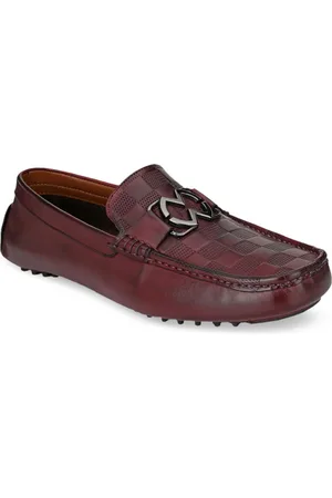 San Frissco Men Burgundy Coloured Textured Formal Loafers