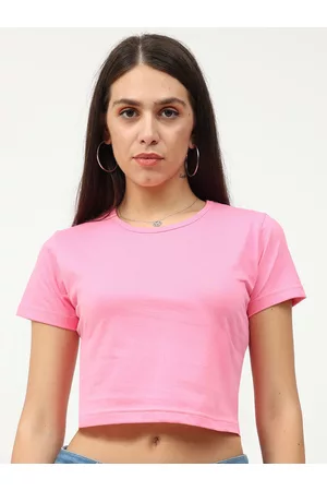 Fleximaa Women Pink Crop Cotton Top