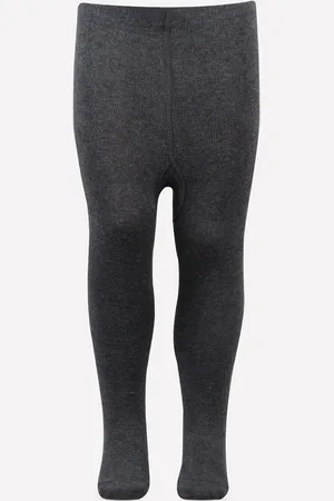Bonjour Girls Grey Solid Cotton Tights