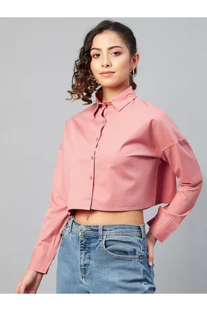 Chimpaaanzee Women Pink Oversized Casual Shirt