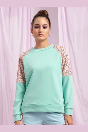 KENDALL + KYLIE Women Sea Green Sweatshirt