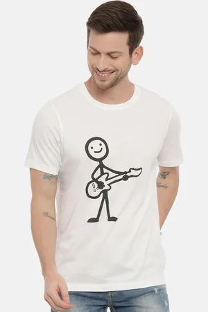 Bushirt Men White Printed Round Neck T-shirt