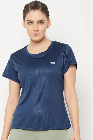 Clovia Women Blue Slim Fit T-shirt