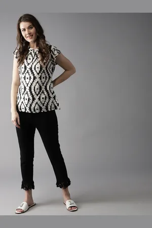 HERE&NOW White & Black Abstract Shirt Style Top