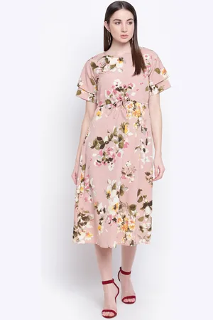 Mayra Women Pink Floral Printed Fit and Flare Dress