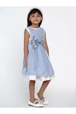 Bhama Blue Striped A-Line Midi Dress