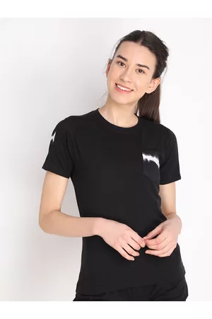 CHKOKKO Women Black T-shirt