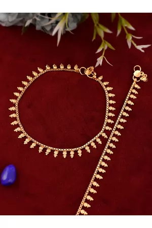 Silvermerc Designs Women Set of 2 Gold-Plated Delicate Anklets