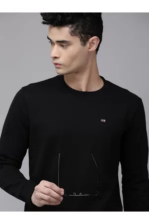 Arrow Men Navy Blue Solid Pullover Sweatshirt