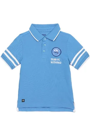UNDER FOURTEEN ONLY Boys Blue Polo Collar T-shirt
