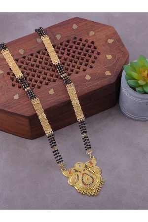 Brandsoon Gold-Plated & Black Beaded Mangalsutra