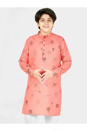 CAVIO Boys Pink Ethnic Motifs Printed Kurta with Pyjamas