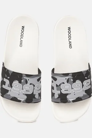 Woodland Men Black & Grey Camouflage Print Sliders