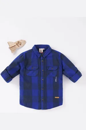 Ed-a-Mamma Boys Blue Checked Casual Cotton Shirt
