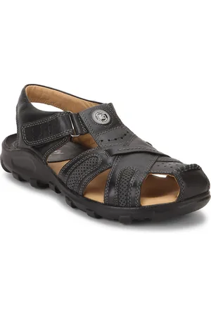 Red Chief Men Black & Brown Leather Comfort Sandals