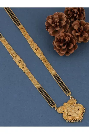 Brandsoon Women Gold-Plated Black Beaded Mangalsutra