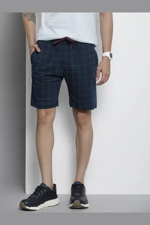 The Indian Garage Co Men Navy Blue Checked Shorts