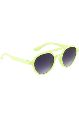 YK Unisex Kids Grey Lens & Green Oval Sunglasses with UV Protected Lens