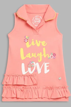 Blue Giraffe Peach-Coloured A-Line Dress