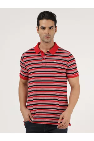 Lee Men Blue Striped Polo Collar Slim Fit T-shirt