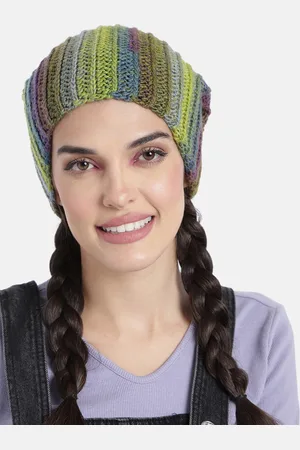 Magic Needles Women Multicoloured Self Striping Beanie