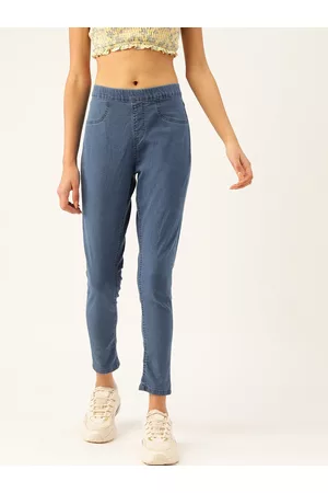 DressBerry Women Blue Washed Super Skinny Fit Jeggings